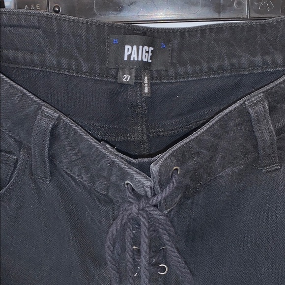 Paige black denim drawstring skirt w/slit size 27 - Picture 3 of 7